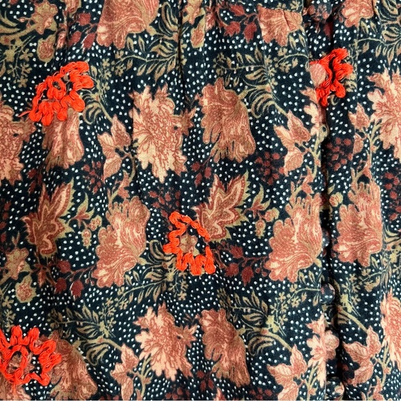 Zara Black Polka Dot Brown Floral Long Sleeve Mini Dress Embroidered, Size XS - Picture 7 of 9